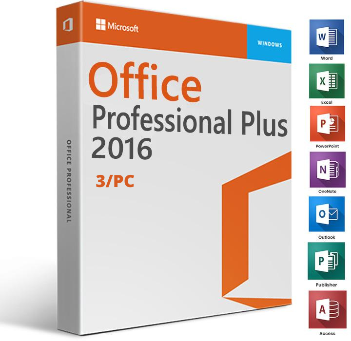 Office 2016 Professional Plus 32/64 Bit ( windows ) 3/PC